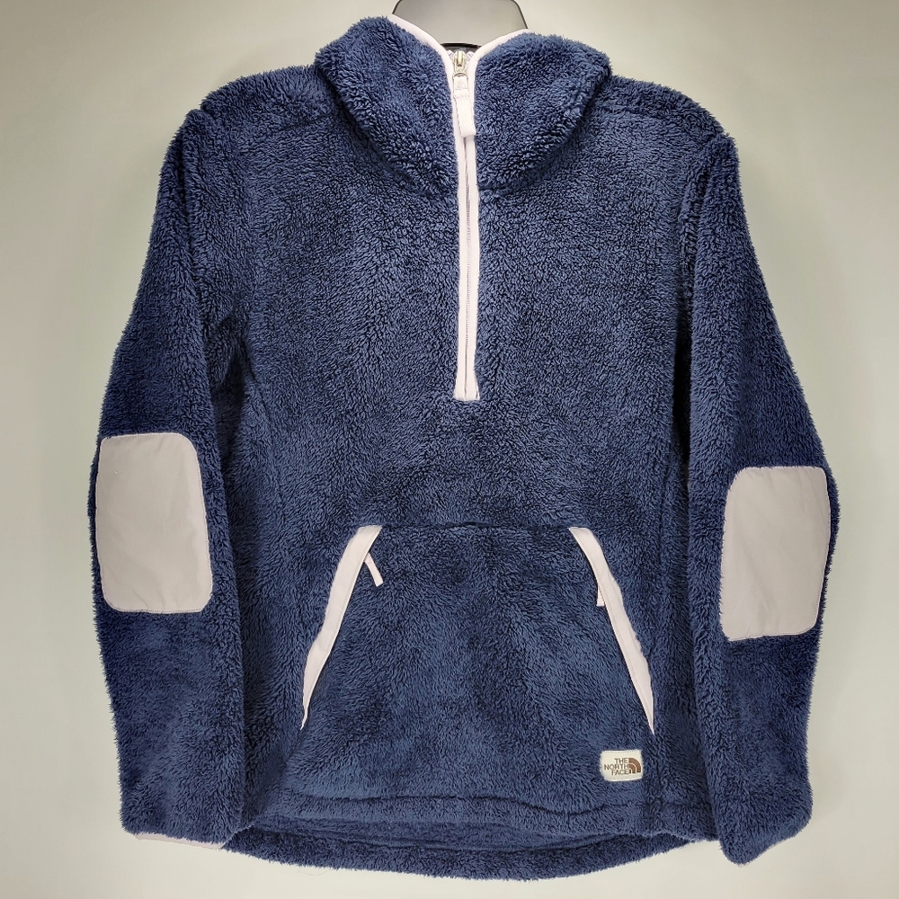 The North Face Fuzzy Fleece Outdoor Hiking Half Zip Jacket Womens Small S Blue